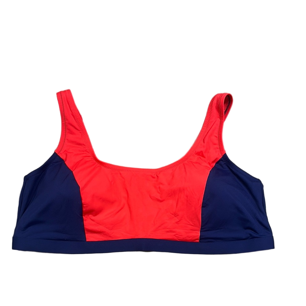 Lands' End Dapper James Red and Blue Bikini Top for Active Swim Size 24w